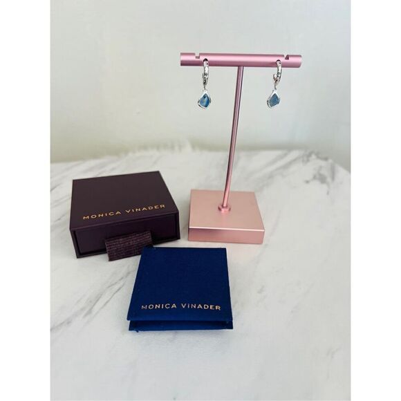 Monica Vinader Sterling Silver Siren Mini Kyanite Nugget Huggie Earrings, NWT - Picture 10 of 16